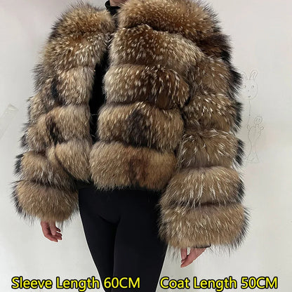 2026 Maomaokong Super Hot Winter Women Luxury Thick Real Raccoon Fur Coat Natural Fox Fur Jacket Plus Size Jackets Female Vest