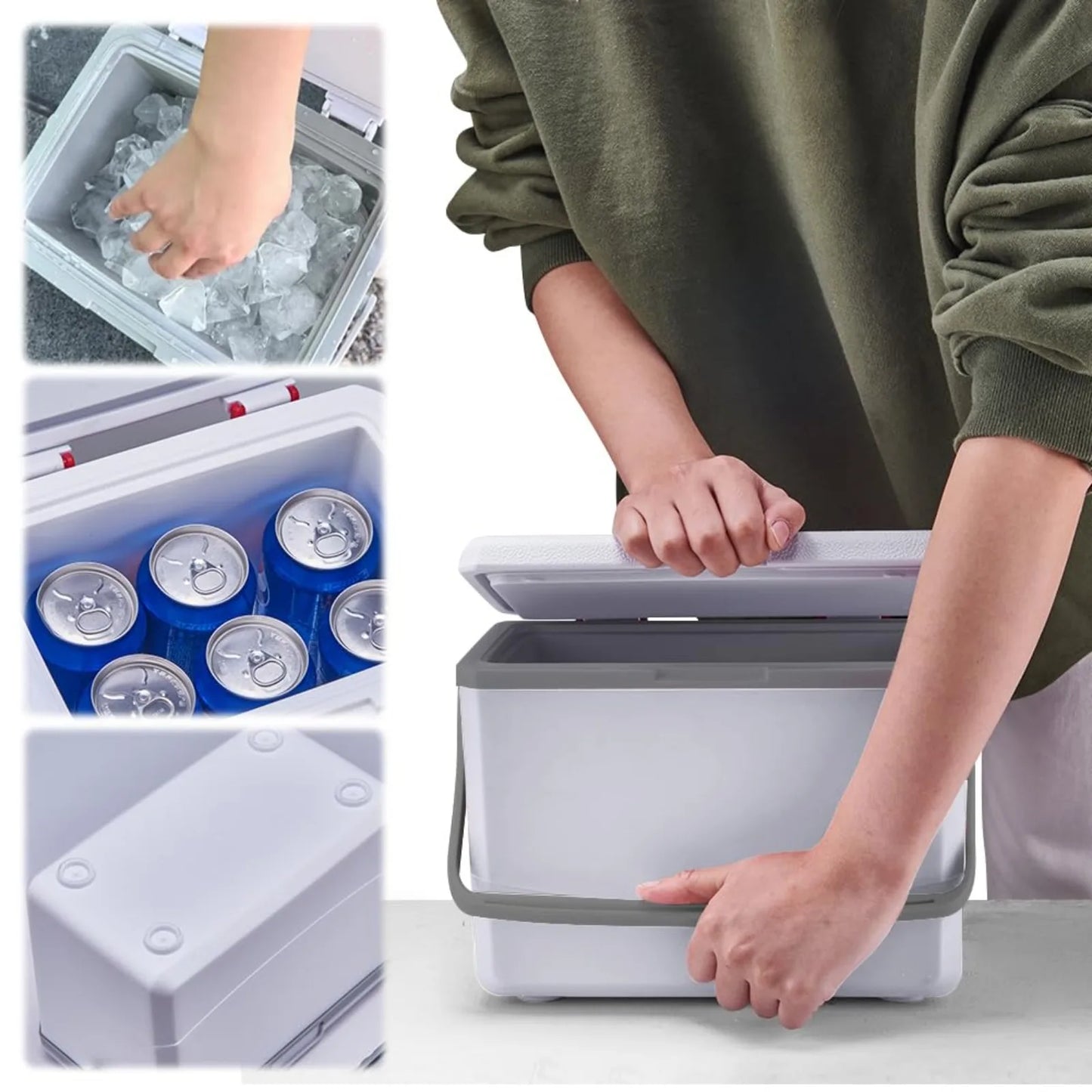 Portable Refrigerator 5L Mini Fridge Car Cooler with Handle Insulated Camping Freezer Compact Outdoor Storage Box for Road Trip