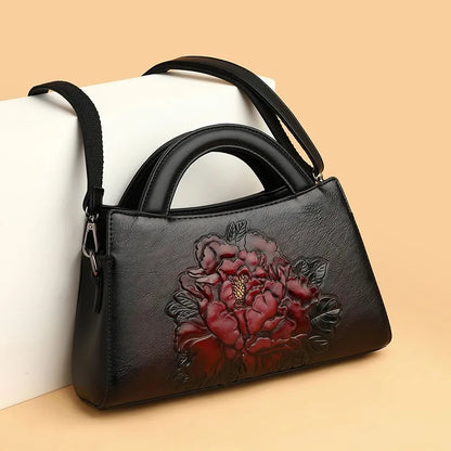 Pu Chinese style women's middle-aged mother bag ethnic style bag autumn fashion women's bag temperament portable messenger