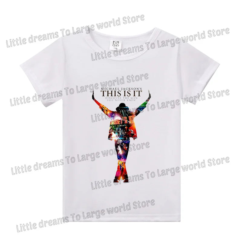 Michael Jackson T-shirt Children Clothing Singer Printed Cotton Tops Boy Girl MJ Summer Tee Shirts Casual Clothes Birthday Gift