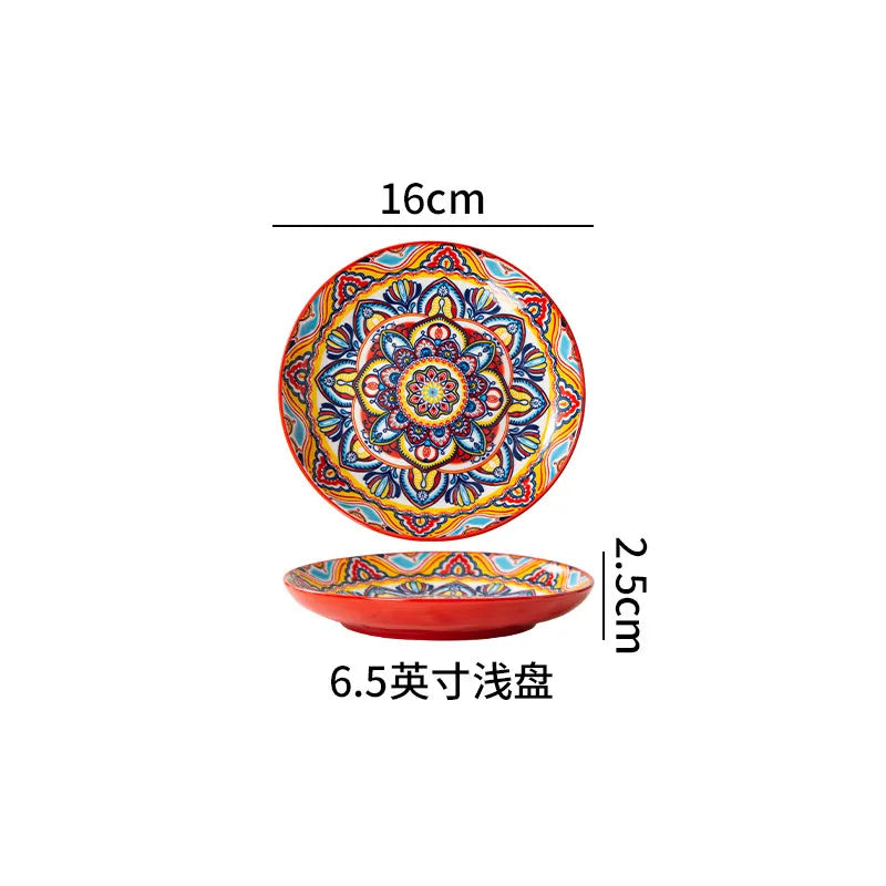 Ceramic Tableware Set Rice Bowl Serving Plate Creative Cutlery Soup Plate Noodle Handle Bowl Sauce Dish Steak Salad Fruit Plate