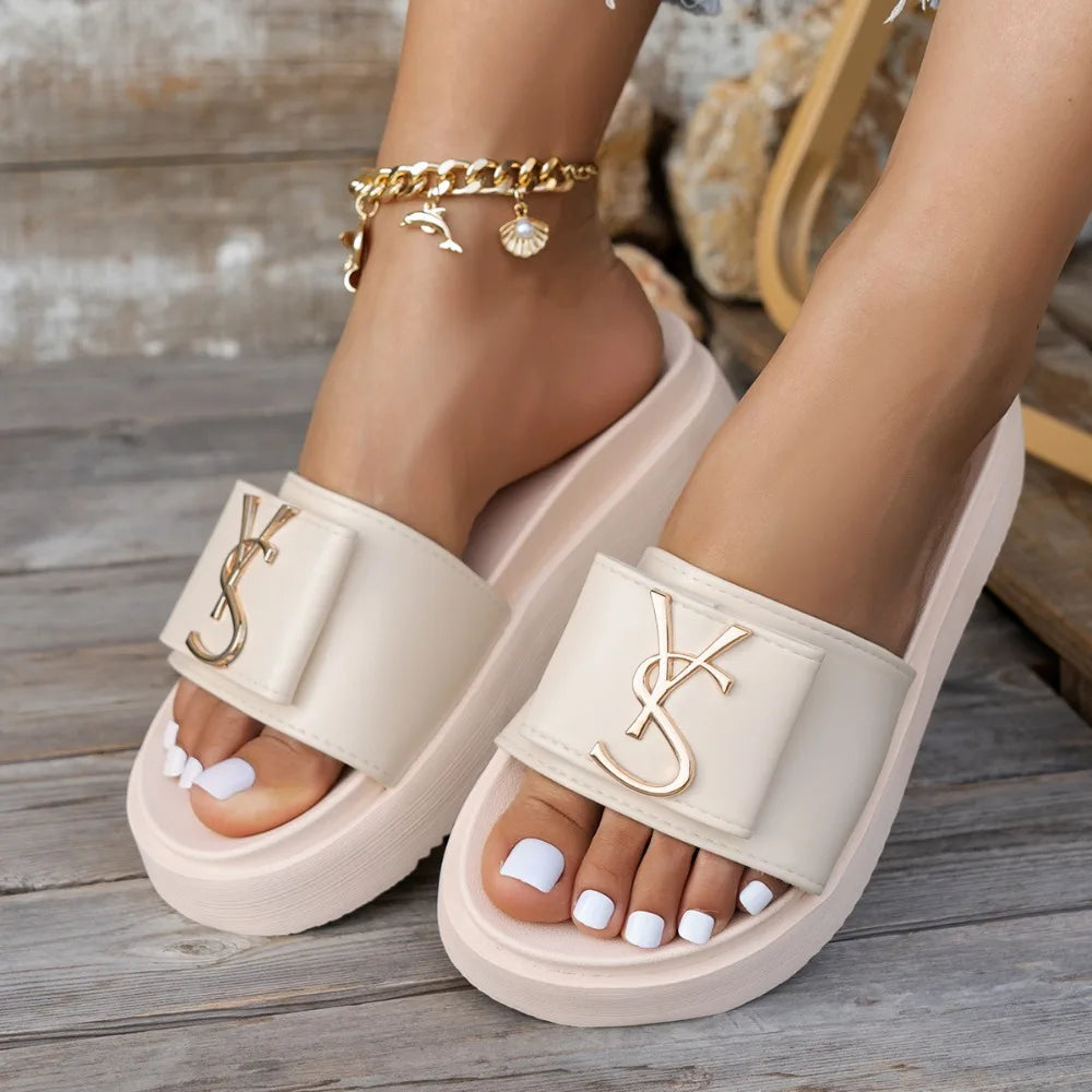 Slippers Luxury Shoes Women Platform Design Slides Fashion Letters Ladies Shoes Casual Slipper Outside Non-slip Slippers Sandals