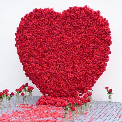 Angela Flower Red Rose Creative Love Heart Floral Wall Cloth Base Flower Arrangement Wedding Backdrop Frame Proposal Decor A7699