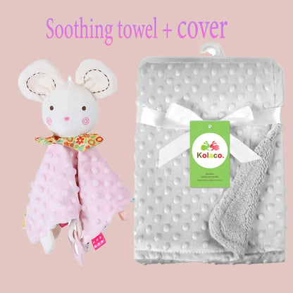 Custom Embroidered Name Minky Baby Blanket & Bunny Comforter Set Personalized Newborn Security Blanket Baby Shower Gift