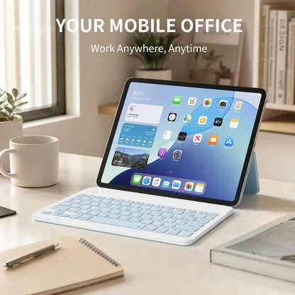 Ultra Slim Bluetooth Keyboard with Built-in Stand for iPad 10th/9th Gen, iPad Air, iPad Pro, iPhone, Android Tablets & More – Portable Wireless Keyboard for Travel, Office, School – Compatible with Most Bluetooth Devices