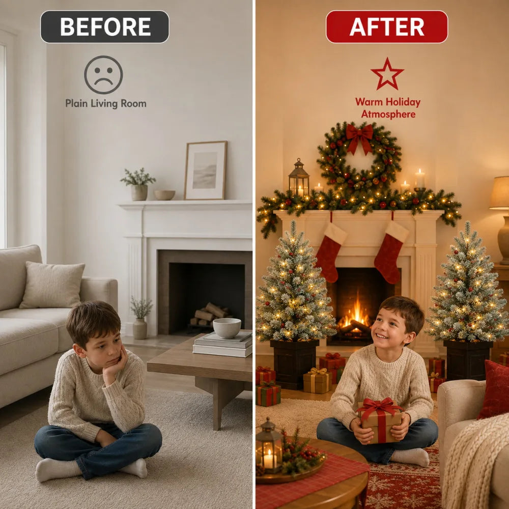 2PCS 3ft Pre-Lit Artificial Christmas Tree with 78 LED Lights, Snow Flocked Mini Xmas Tree with Timer Function, Battery Operated Small Holiday Tree for Home Office Tabletop Decor