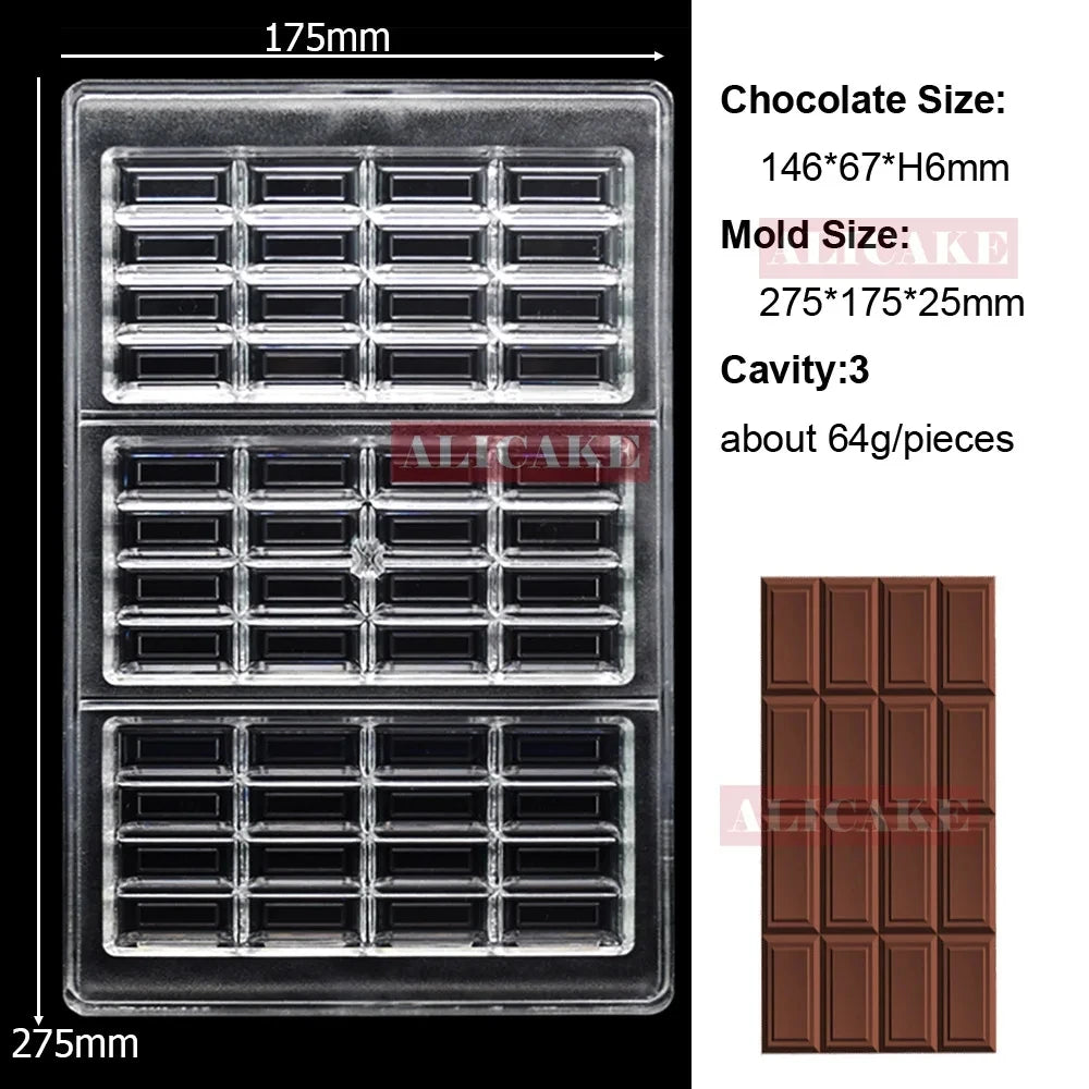 Polycarbonate Chocolate Mould Professional Molds for Candy Bonbons Bar Acrylic Mold Confectionery Baking Pastry Bakery Utensils