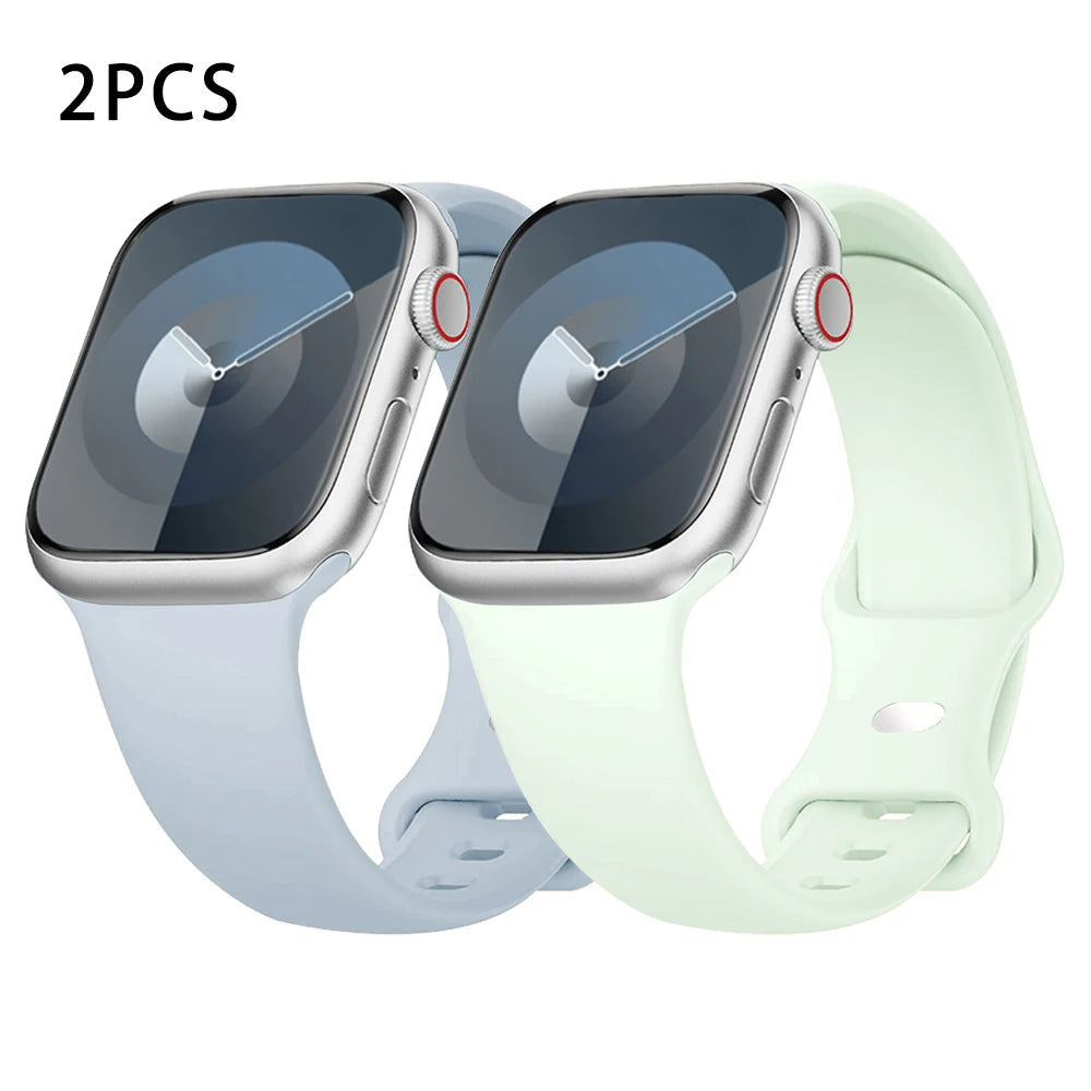 Silicone Strap For Apple Watch Bands 40mm 44mm 46mm 45mm 41mm 49mm 42 Correa Bracelet iWatch series ultra3 2 7 8 9 se 10 11 band