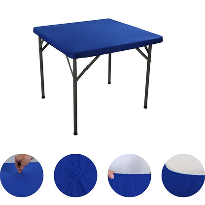 Square Elastic Edge Fitted Table Cover Stretch Cocktail Tablecloth For Wedding Picnic Banquet Party Decor Table Cloth