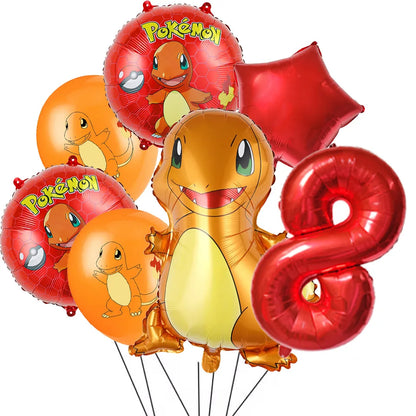 7Pcs/Set Pokemon Balloon Set Pikachu Charmander Cartoon Aluminum Foil Balloons Party Decoration Props Toy Anime Birthday Party