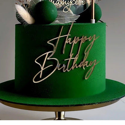 Side Acrylic Happy Birthday Cake Topper New Gold Silver Kids Party Cake Toppers Dessert Decorations Baby Shower Baking Supplies