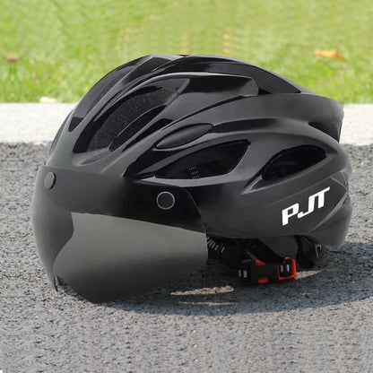 PJT Ultra-Light Magnetic Goggles Bicycle Helmet Lightweight PC Shell & EPS Foam Construction Cycling Helmet MTB Bike Helmet