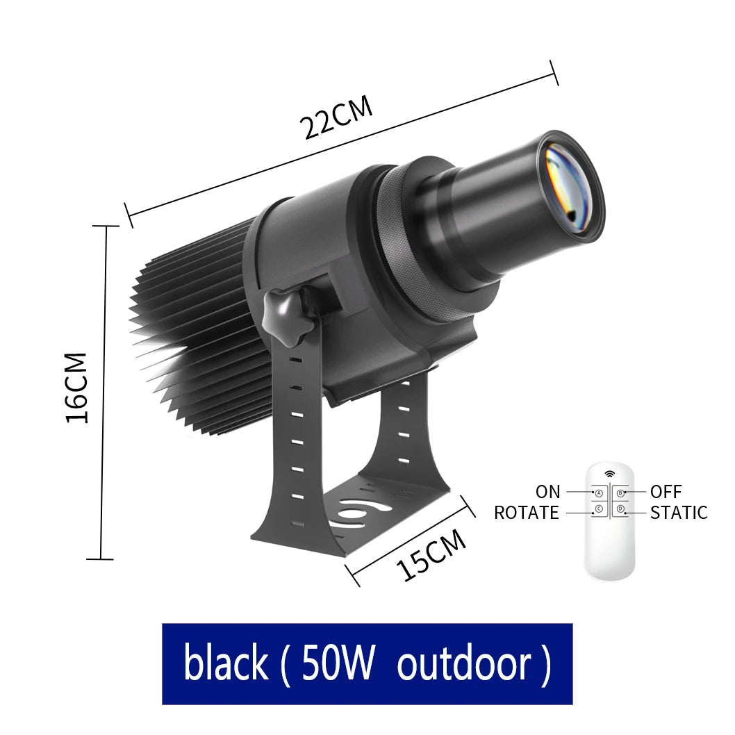 Custom Led HD Gobo Logo Projector Indoor Outdoor Ip67 Waterproof Rotating Advertising Image Projection Light For Floor Wedding