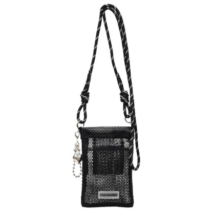 Cute Korean Nylon Mesh Wallet Teenager Hollow Shoulder Purse Bags Crossbody Solid Color Mobile Phone Bag Travel