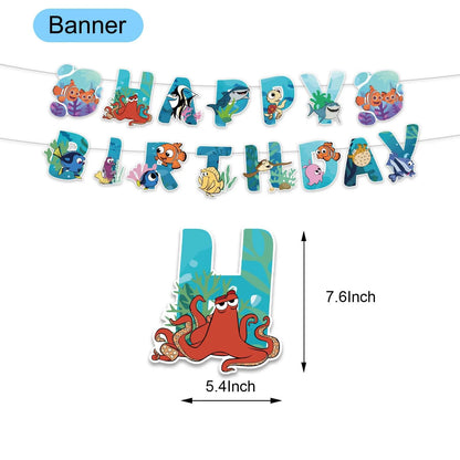 Finding Nemo Fish Latex Balloons Clownfish Dory Ocean Sea Foil Ballons Happy Birthday Banner Cake Topper Party Decor Kid Boy Toy