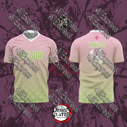 Summer Vintage Anime Devil Slayer Short Sleeve Tops Fashion Unisex Manga Breathable V-Neck T-Shirt Japanese Classic Anime Tee