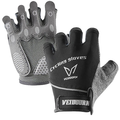 Veidoorn Men's Women's Workout Gloves for Gym Weight Lifting Non-Slip Palm with Padding Breathable Towel Finger for Sweat Wipe