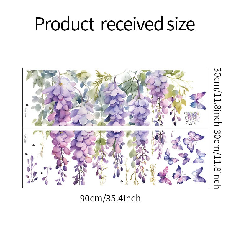 Purple Flower Plants Floral Wall Stickers Home Room Decoration Bedroom Adhesive Wallpaper Wall Furniture Door House Interior