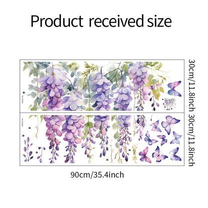Purple Flower Plants Floral Wall Stickers Home Room Decoration Bedroom Adhesive Wallpaper Wall Furniture Door House Interior