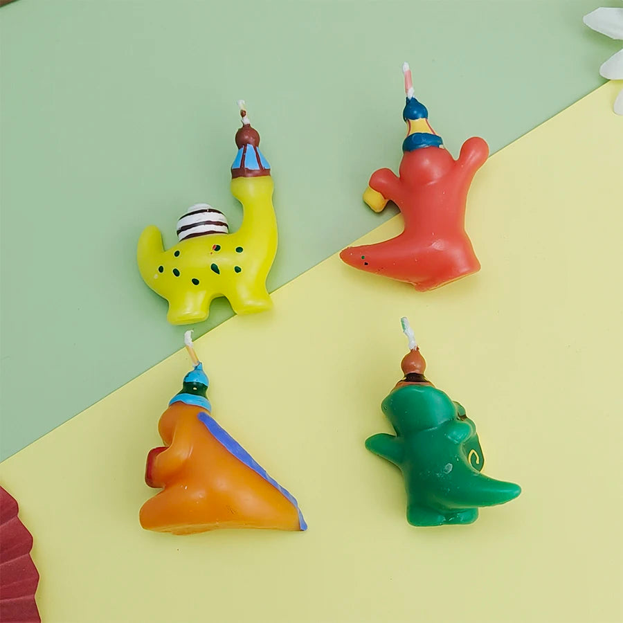 Happy Birthday Cartoon Dinosaur Cake Candle Prince Party Boy's First Birthday Cake Decoration Animal Dinosaur Decoration