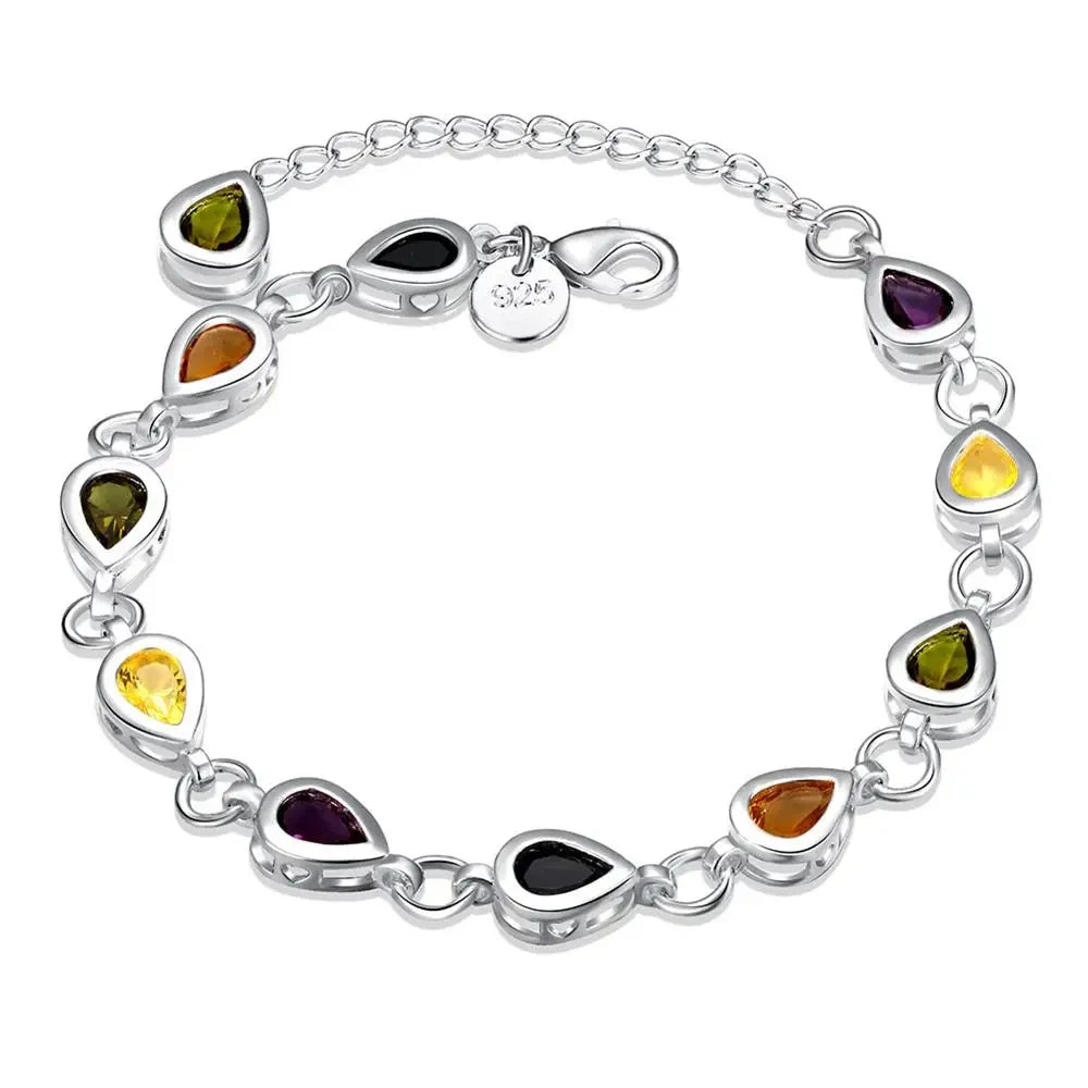 Wholesale 925 Sterling silver Noble charm Bracelets Zircon chain crystal Jewelry fashion for women wedding lady cute