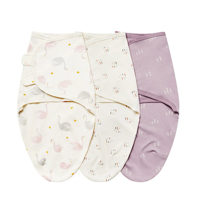3Pcs Cute Newborn Baby Blankets Swaddles Set 100%Cotton Boys Girls Adjustable Swaddle Infant Swaddle for 0-6 Month