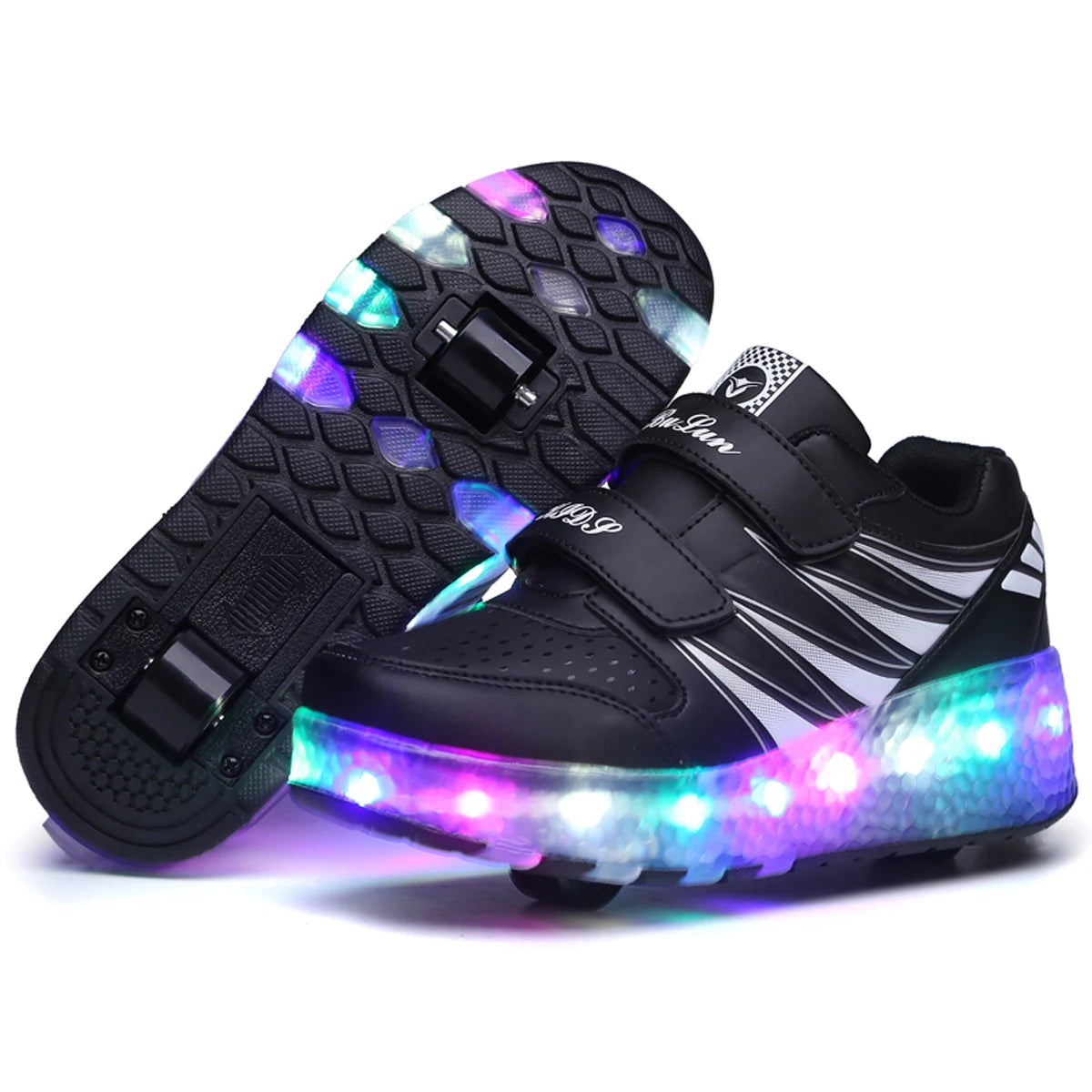 Boys and Girls Roller Skates Tow Wheels Shoes Glowing Light LED Children Fashion Luminous Sport Casual Wheelys Skating Sneakers