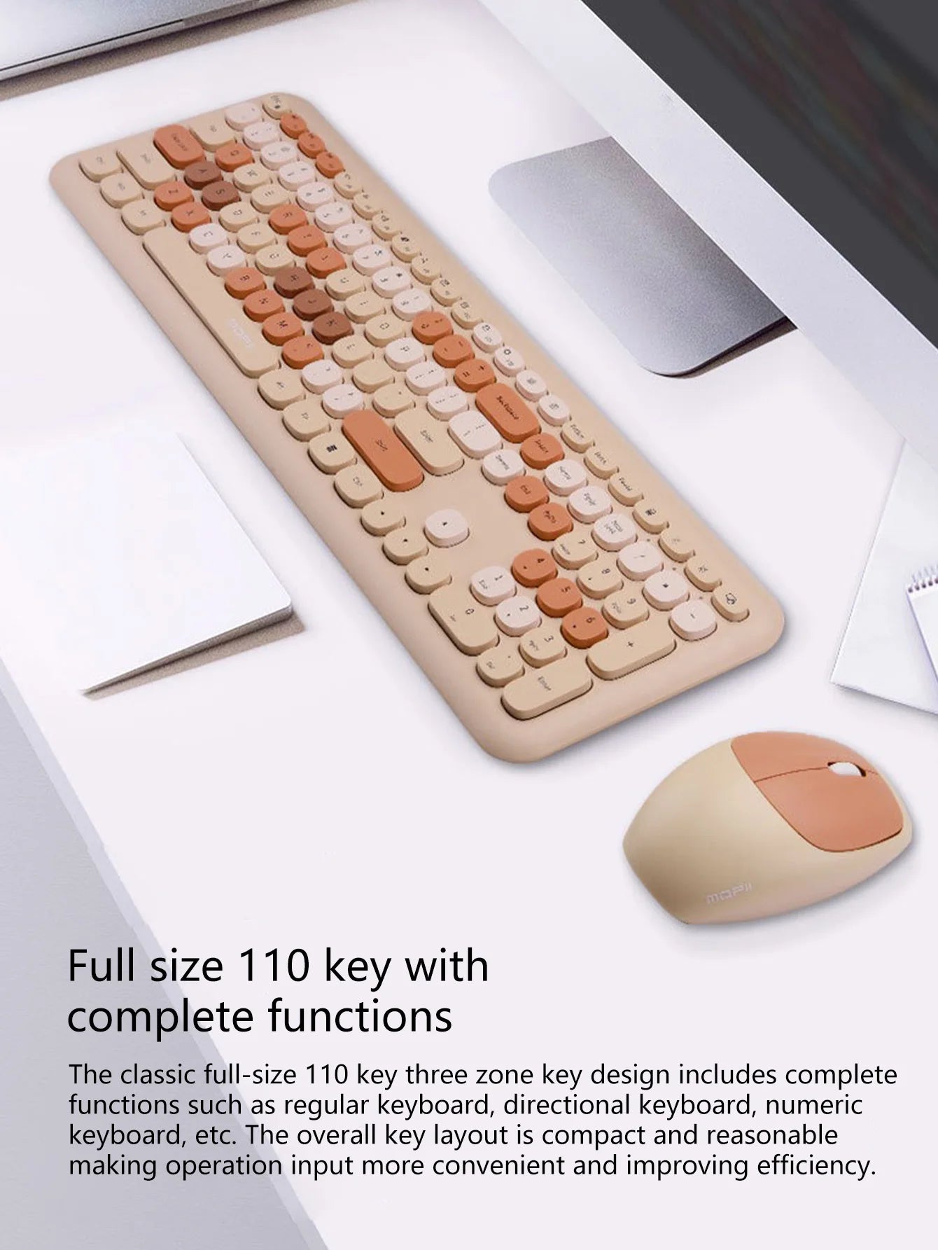 110-key color wireless keyboard and mouse set, with noise-reducing silent keys, suitable for laptops and desktop computers