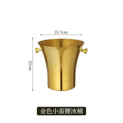 European Stainless Steel Ice Bucket Beer Red Wine Juice Drink Cooler Bar Family Party Champagne Ice Bucket Bar Wine Accessories