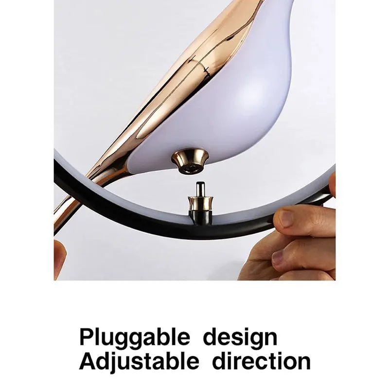 Rotatable Magpie Bird LED Pendant Light for Bedside Bedroom Indoor Gold Silver Hanging Lighting Chandelier Lamps Foyer AC85-265V