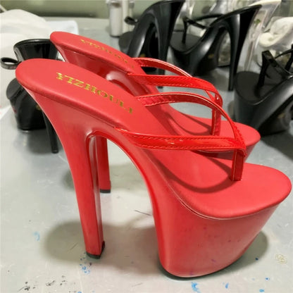 Stylish 15cm princess slippers for the summer, sexy nightclub heels, and 6-inch stiletto slippers with lacquered heels