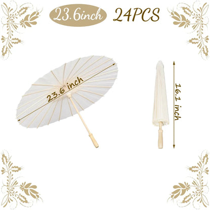 6-50Pcs 23.6/33Inches Wedding Paper Umbrellas White Parasols Bulk for Wedding Guests Bridal Party Decor Photo Props DIY Painting