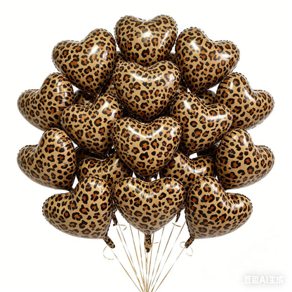5/10/30/40/50/100Pcs Leopard Print Heart Balloons 18Inch Heart Shaped Foil Balloons Wedding Bridal Shower Birthday Party Supplie