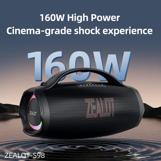 ZEALOT S98 160W Big Power Portable Bluetooth Speaker Wireless TWS Subwoofer Bluetooth Speaker Waterproof Mobile HIFI Quality