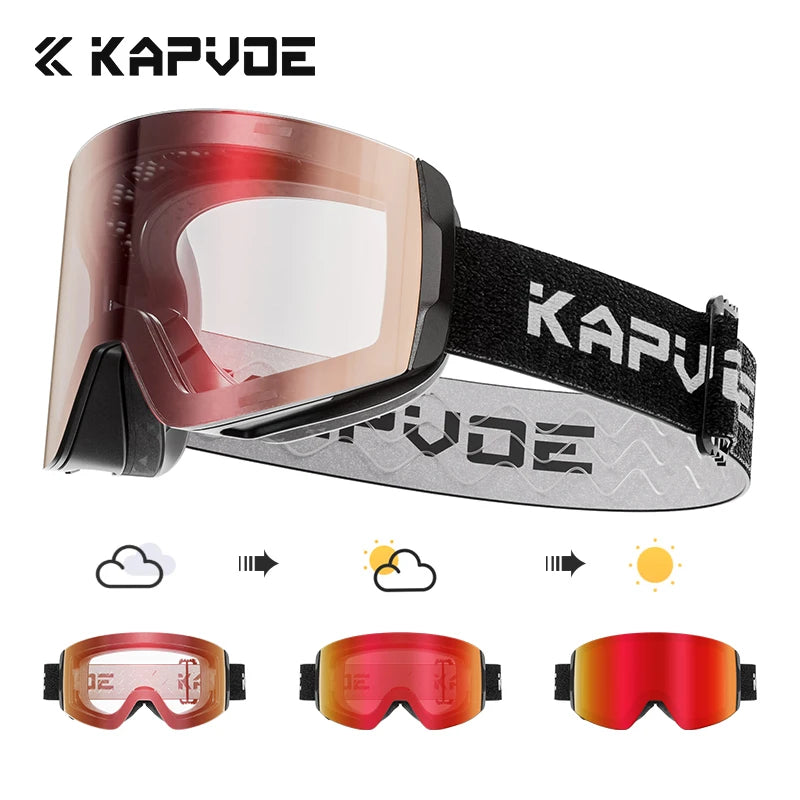 Kapvoe Snow Goggles Ski Snowboarding Skiing Sunglasses for Women Men Anti-Fog Lens UV400 Photochromic Glasses Motorcycle Glasses