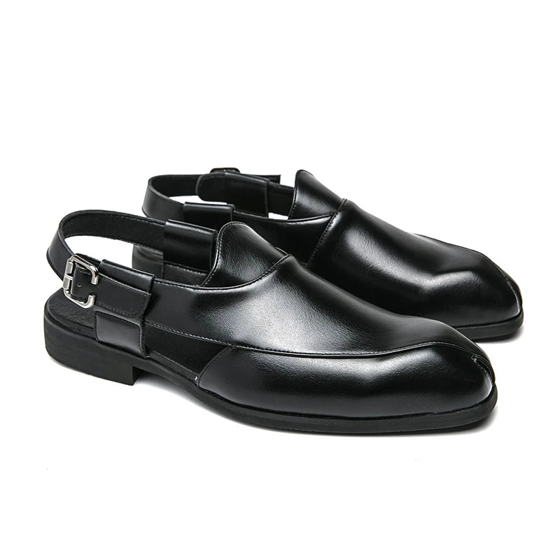 Hollow Out Dress Party Sandals Fashion Leather Summer Shoes Men Leisure Formal Flats Business Footwear Men's Wedding Sandals