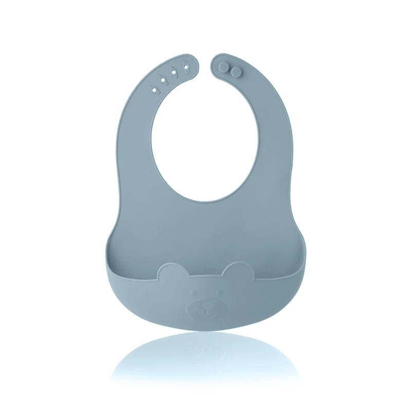 Cute Silicone Baby Bib (Unisex) – Ultra-Lightweight, Foldable Travel Bib. BPA-Free, Soft, and Durable Silicone Bib