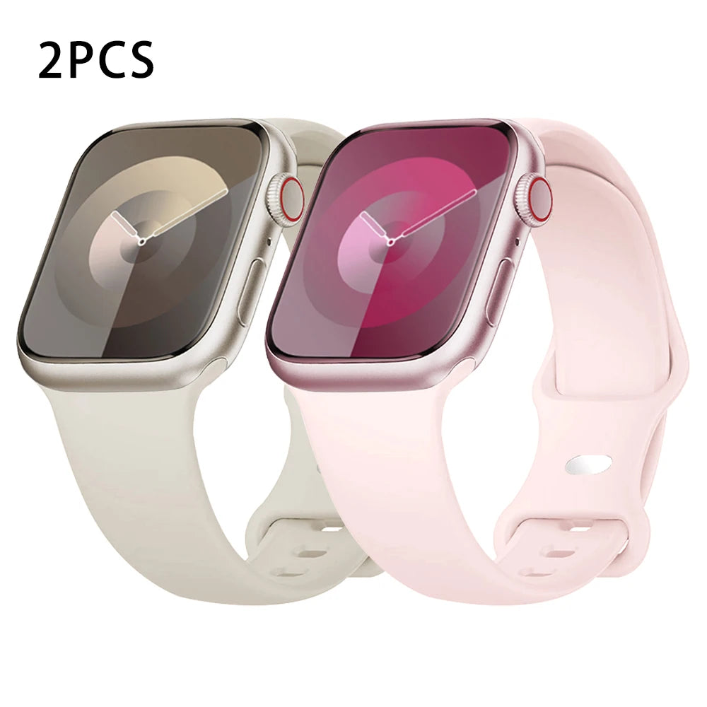 Silicone Strap For Apple Watch Bands 40mm 44mm 46mm 45mm 41mm 49mm 42 Correa Bracelet iWatch series ultra3 2 7 8 9 se 10 11 band