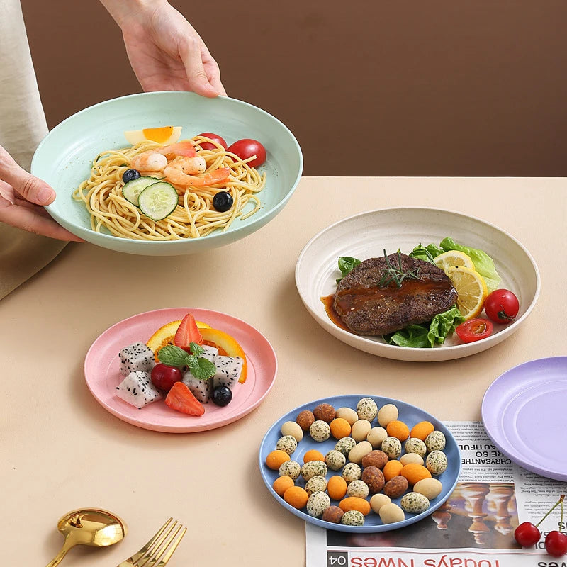 Fruit Plate, Round Salad Dessert Plate, Plastic Plate Can Be Used For Snacks, Nuts Can Be Stacked And Not Easily Broken