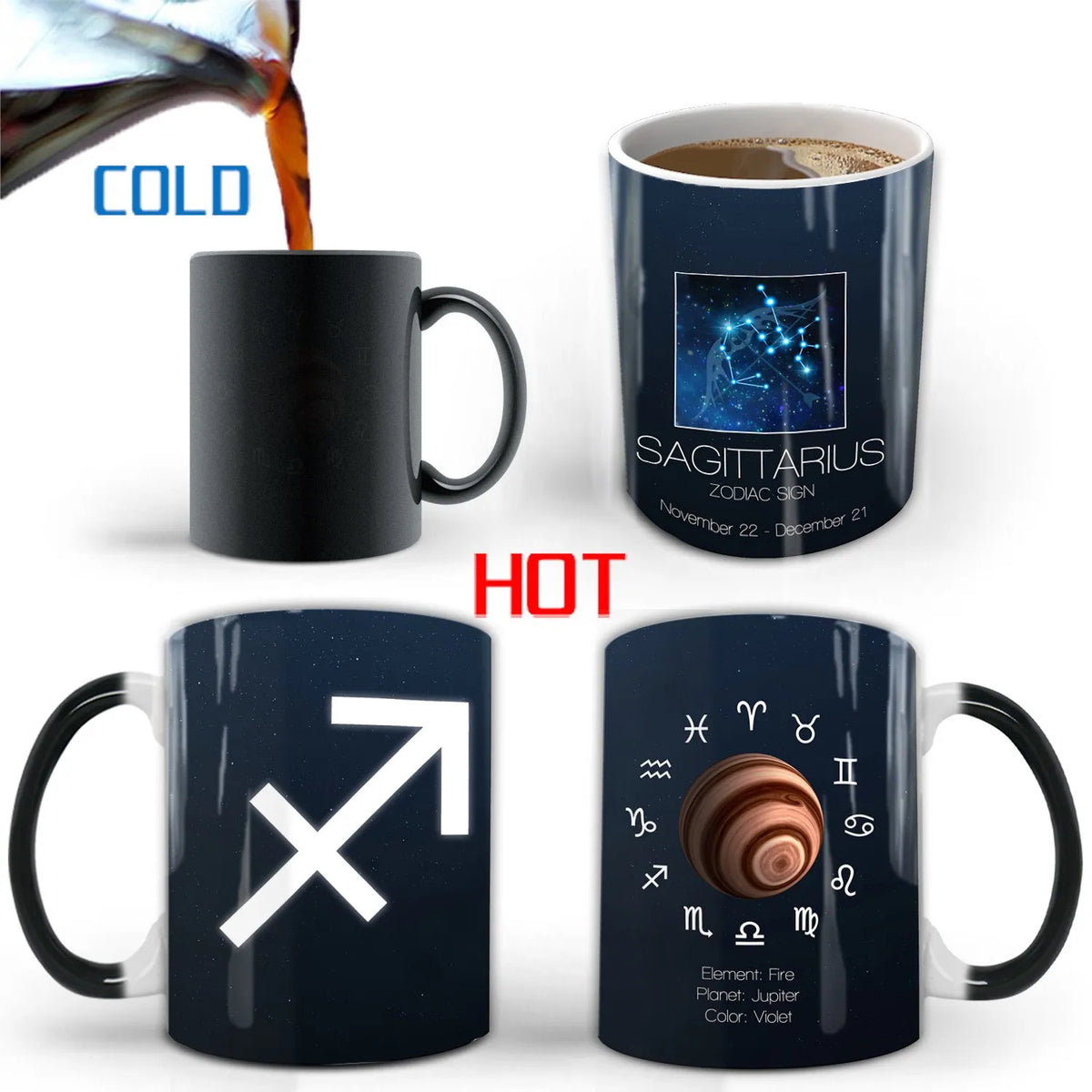 Creative Constellation Changing Color Cup Water Transfer magic Coffee Mug  friends birthday gift cup
