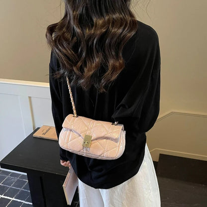 Women 2026 New Fashion Package Simple Daily Commuting Foreign Style Rhombus Chain Versatile One Shoulder Pack Messenger Bag