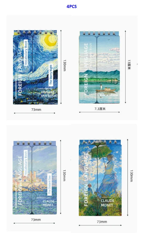 Portable Mini Notebook Japanese Famous Painting Pocket Spiral Notebook Languages Learning Word Book for School Stationery