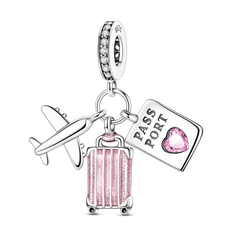 2026 Hot Sale Charms Bead 925 Sterling Silver Pink Butterfly Luminous Firefly Dangle Fit Bangle Bracelet Necklace DIY Jewelry