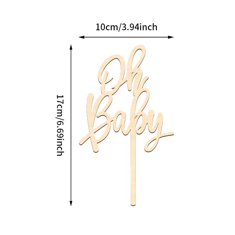 YOMDID Oh Cake Topper Birthday Cake Topper Wood Photo Prop for Baby Shower Birthday Decoration Party Supplies