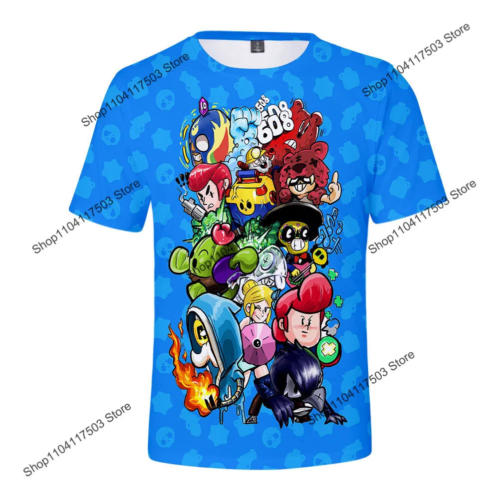 Kids' Game Character Graphic T-Shirt | Short Sleeves & Crew Neck | Casual Wear & Streetwear