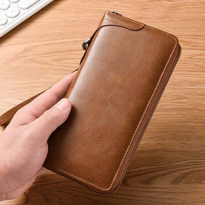 WERLLANDS Unisex Soft PU Rhombus Embossed Zipper Wallet Light Carry Daily Money Bag