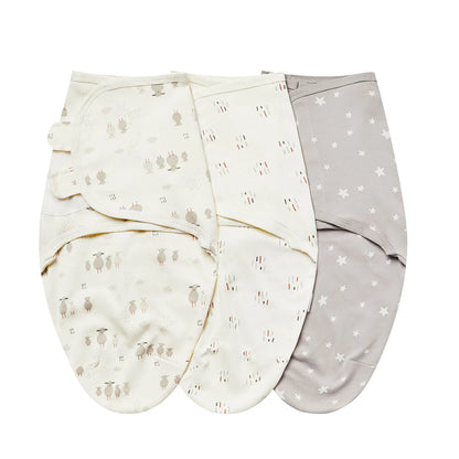 3Pcs Cute Newborn Baby Blankets Swaddles Set 100%Cotton Boys Girls Adjustable Swaddle Infant Swaddle for 0-6 Month