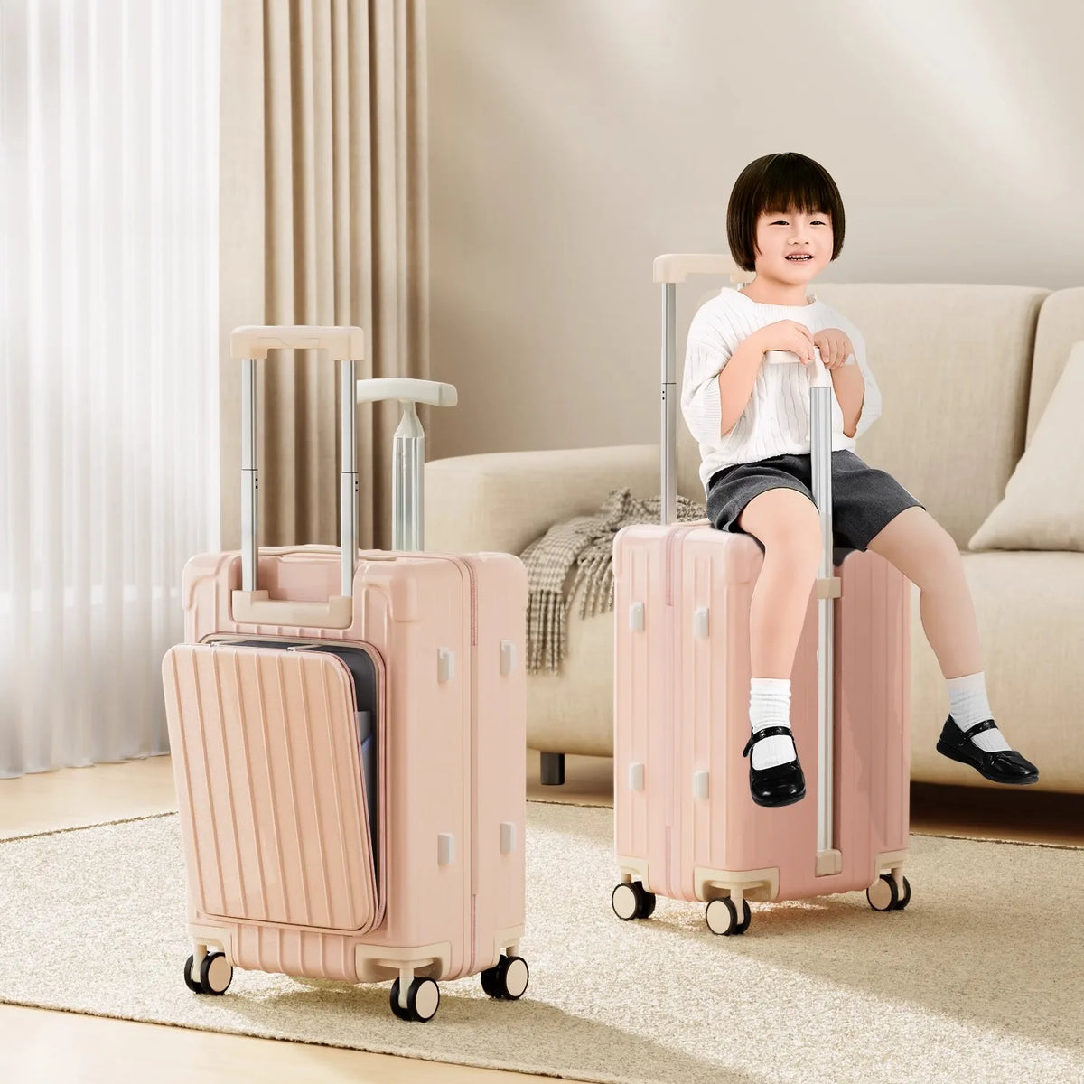 24-28 inch Double Trolley Children's Luggage Ride on Suitcase 20 Inch Cabin Luggage Rear Opening Laptop Bag Suitcase