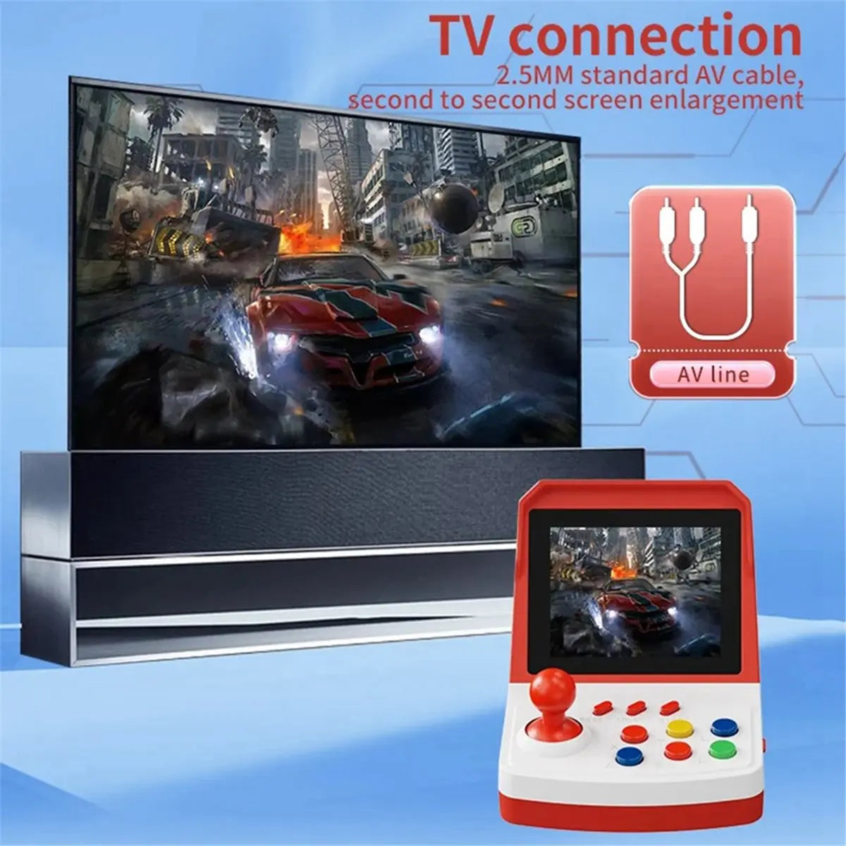 MYdaY- A6PLUS Retro Mini Arcade Video Game Console 1000+ Games 3.2inch Screen Built in Joystick Support TV Output Home Arcade A