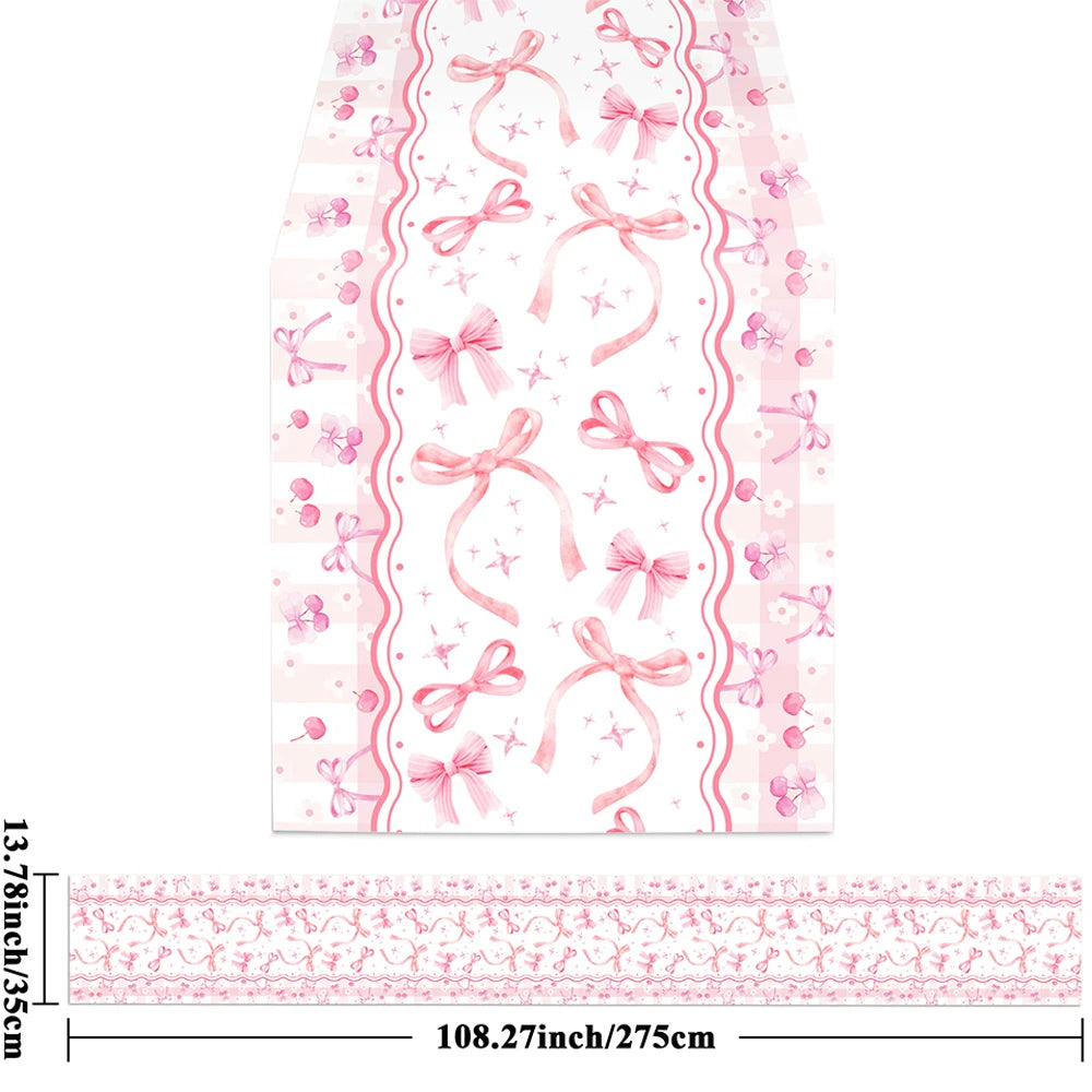 10pcs Bow Cupcake Toppers Birthday Bowknot Ribbons Coquette Pink Bow Cake Decors Bridal Baby Girls Wedding Party Supplies